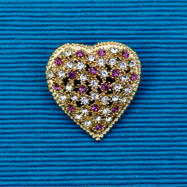Rhinestone Heart Purple Gold