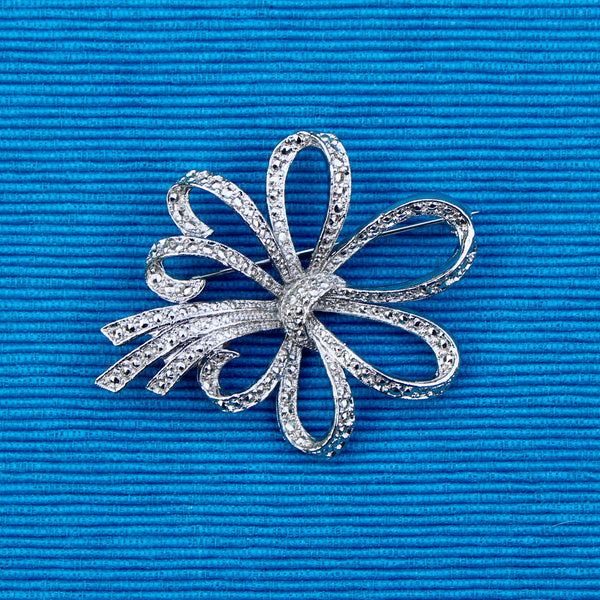 Marcasite Ribbon Brooch
