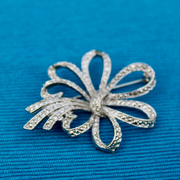 Marcasite Ribbon Brooch