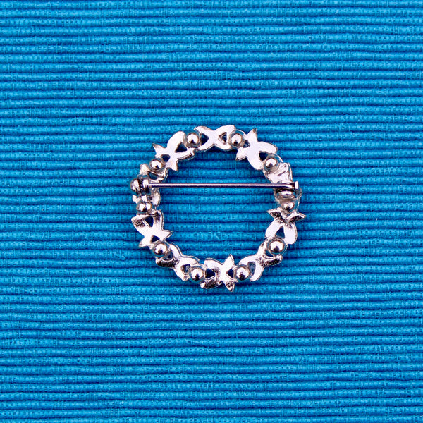 Silver Pearl Wreath Brooch