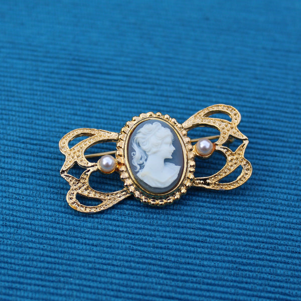Cameo and Pearl Brooches