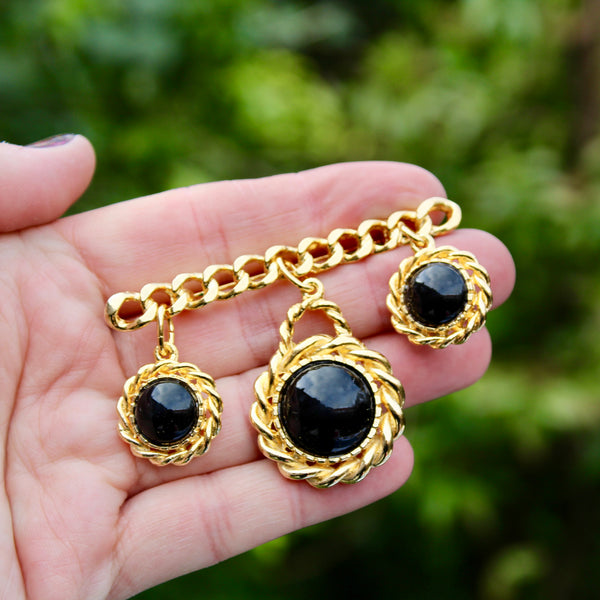 Triple Chain Drop Brooch