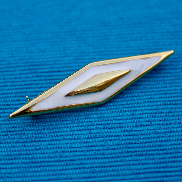 Cream Enamel Diamond Brooch