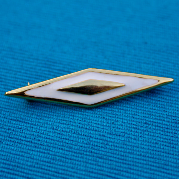 Cream Enamel Diamond Brooch