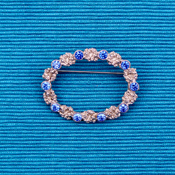 Silver Blue Wreath Brooch