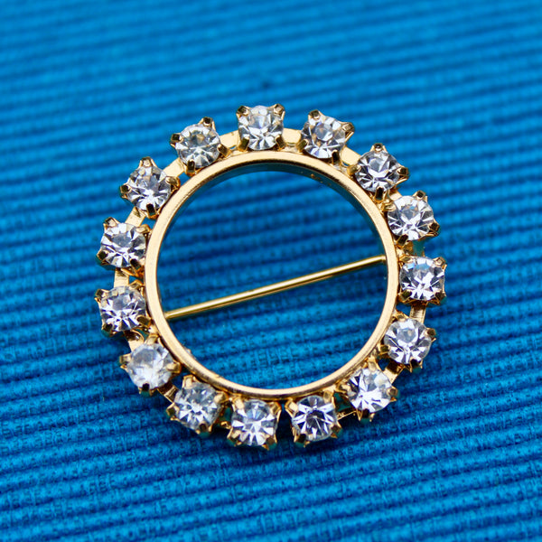 Small Rhinestone Disc Brooch