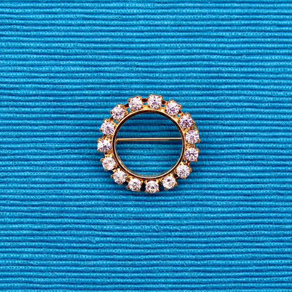 Small Rhinestone Disc Brooch