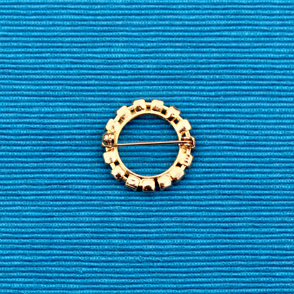 Small Rhinestone Disc Brooch