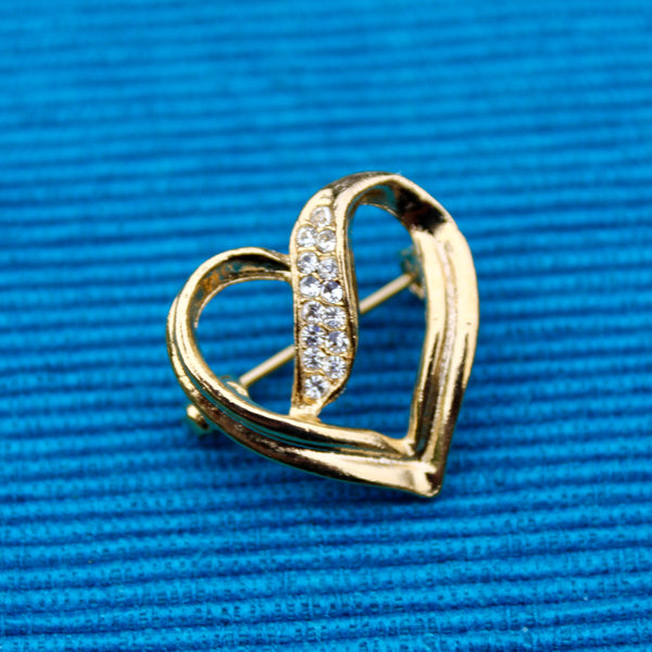 Tiny Rhinestone Heart Pin