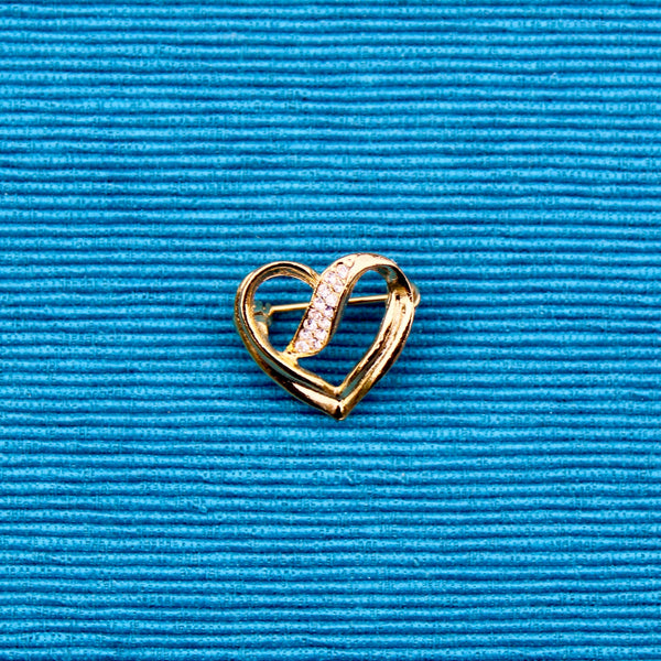 Tiny Rhinestone Heart Pin