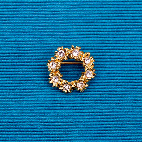 Clear Rhinestone Wreath Brooch