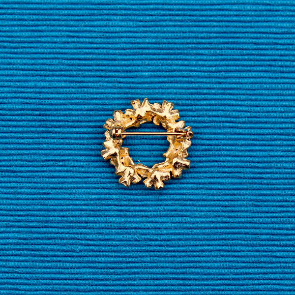 Clear Rhinestone Wreath Brooch