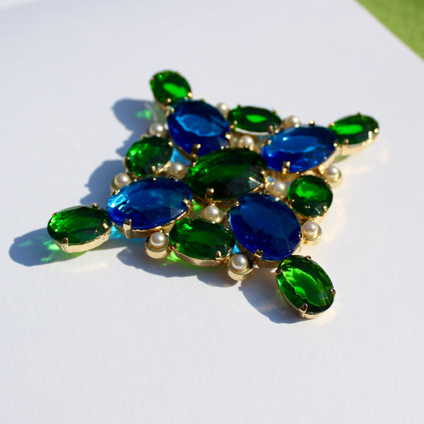 80s Deco Cross Brooch