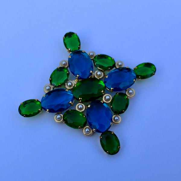 80s Deco Cross Brooch