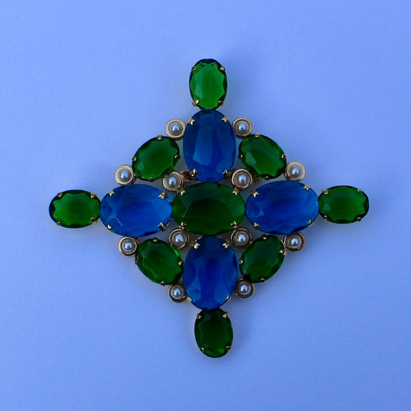 80s Deco Cross Brooch