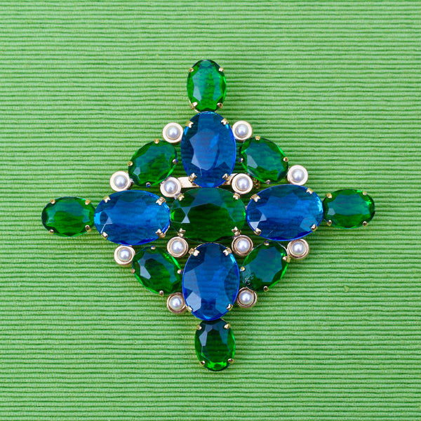 80s Deco Cross Brooch