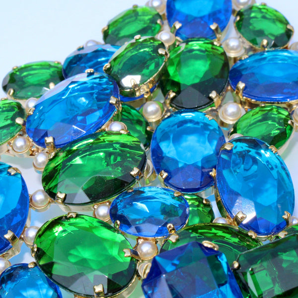 80s Deco Green Brooch