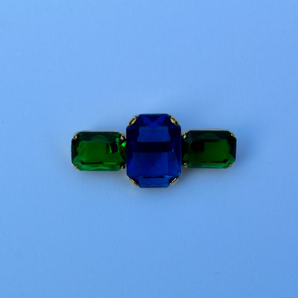 80s Deco Trio Blue and Green Brooch