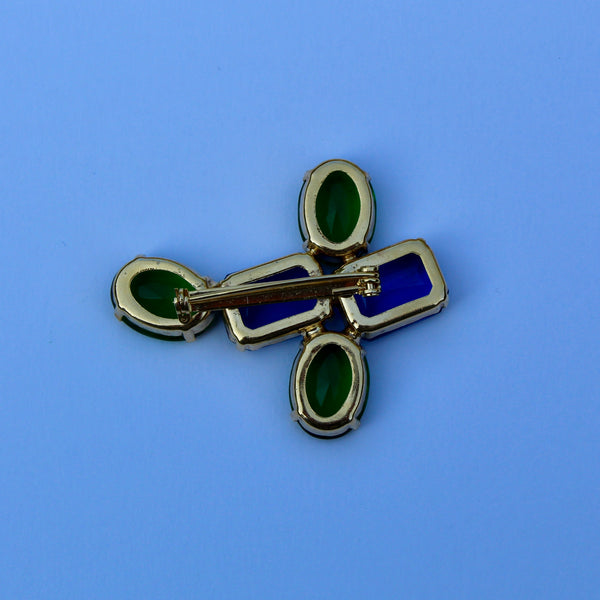 80s Deco Green Brooch