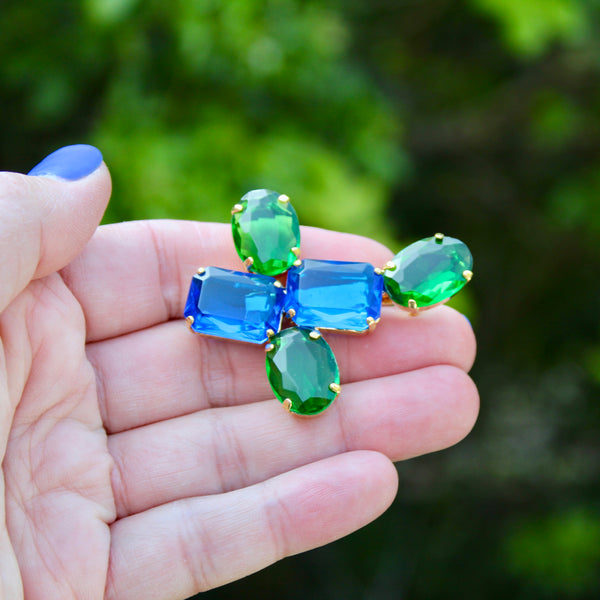 80s Deco Green Brooch