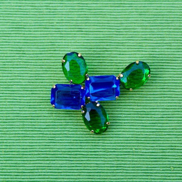 80s Deco Green Brooch