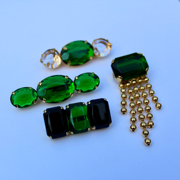 80s Deco in Green Brooch