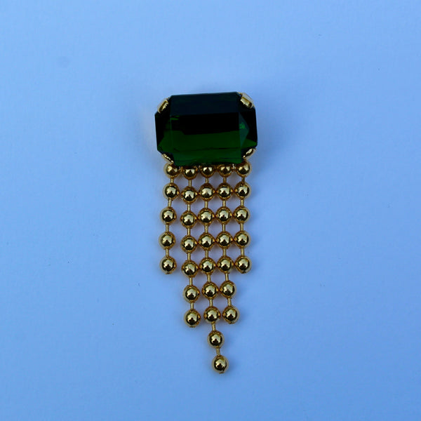 80s Deco in Green Brooch
