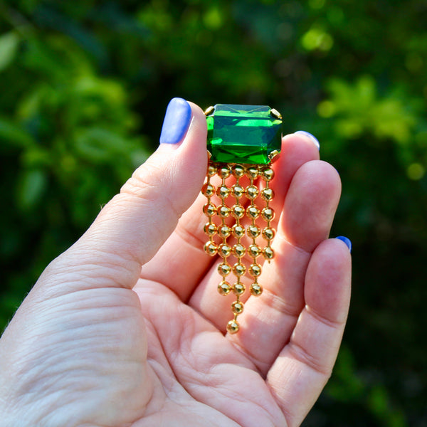 80s Deco in Green Brooch