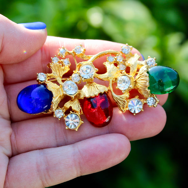 Multi Colour Acorn Brooch