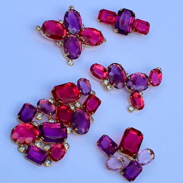 80s Deco Fuchsia and Violet Brooch