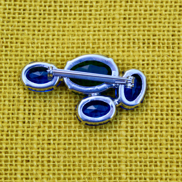 80s Deco Green with Blue Brooch