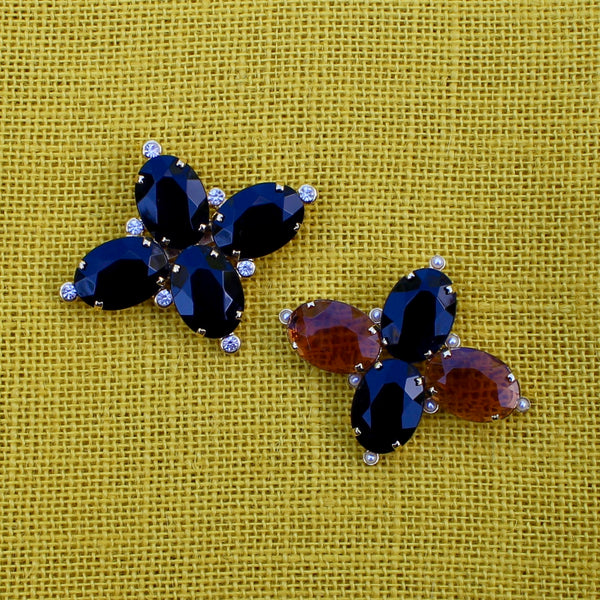 80s Deco Quattro Black Brooch