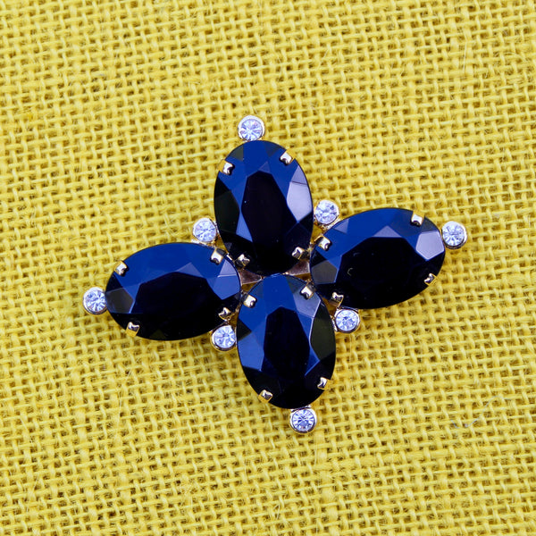 80s Deco Quattro Black Brooch