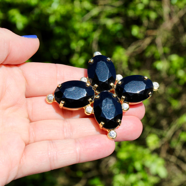 80s Deco Quattro Black Brooch
