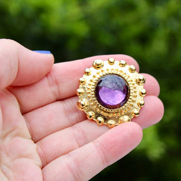 Purple Cabochon Brooch