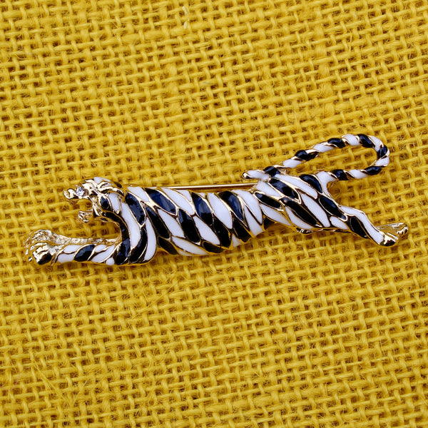 Running White Tiger Brooch