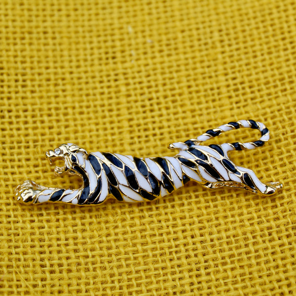 Running White Tiger Brooch
