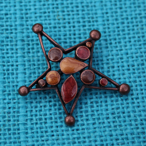 Brown Enamel Star Brooch