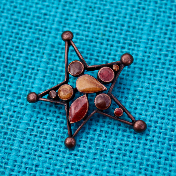 Brown Enamel Star Brooch