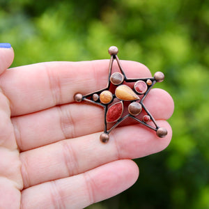 Brown Enamel Star Brooch