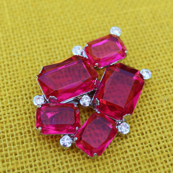 80s Deco Candy Pink Jewels Brooch