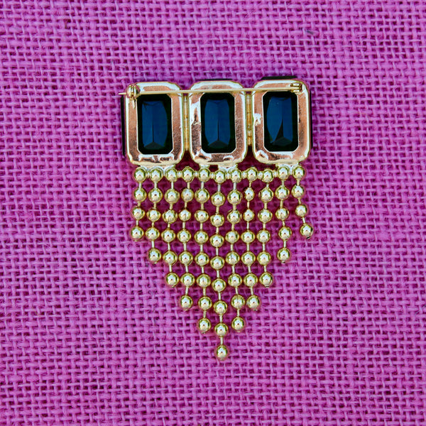 80s Deco Green with Chains Brooch