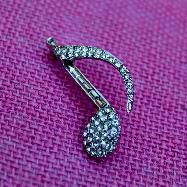 Rhinestone Music Trio Piano and Music Note Brooches