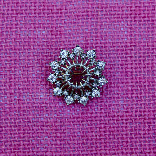 Silver Sparkle Rhinestone Snowflake Brooch