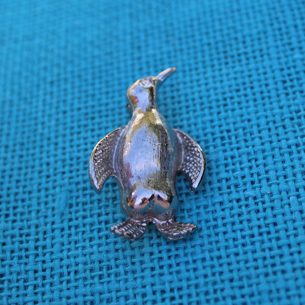Silver Rhinestone Penguin Brooch
