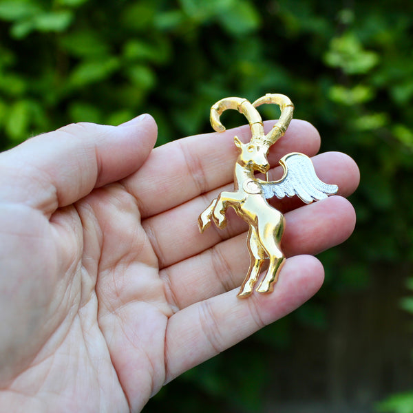 Winged Ibex with Silver Brooch