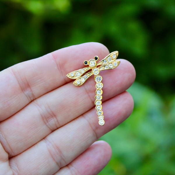 Dragonfly with Rhinestones Brooch
