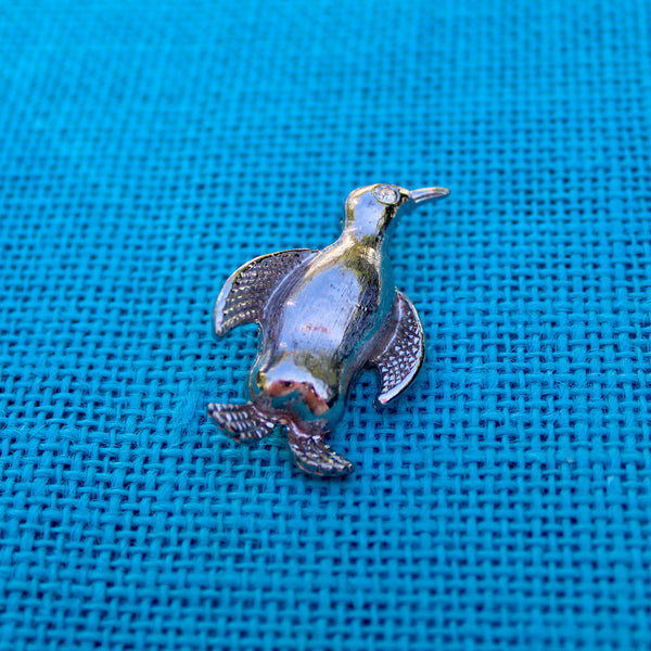 Silver Rhinestone Penguin Brooch