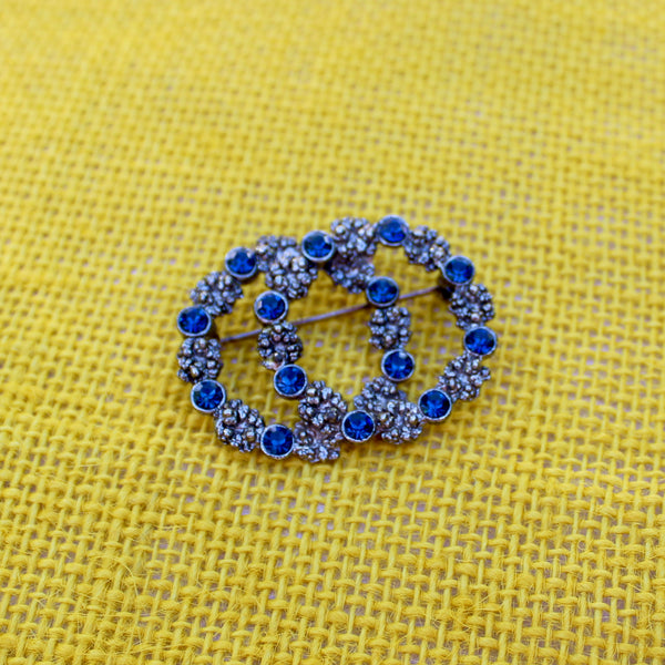 Dark Blue Double Wreath Brooch