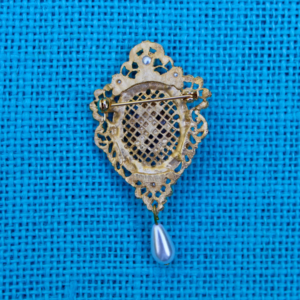 Gold and Pearl Regency Drop Brooch